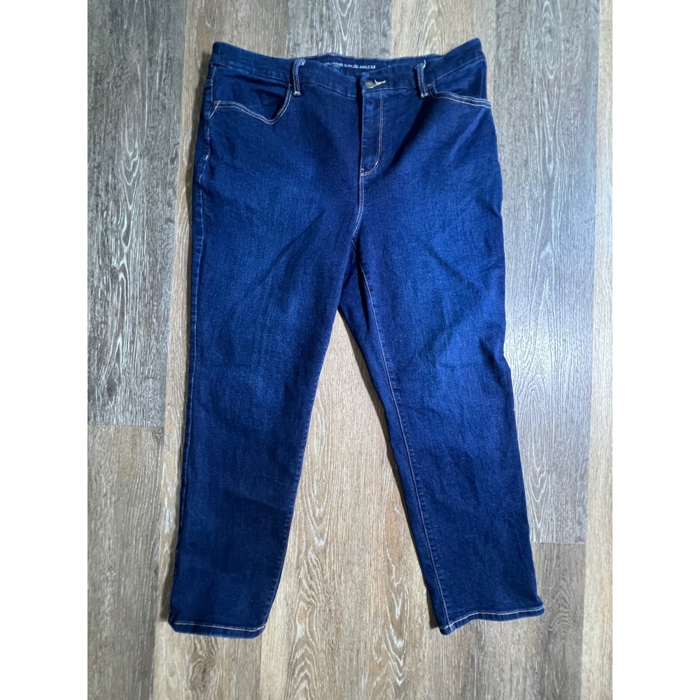 Chico's Perfect Stretch Girlfriend Slim Leg Ankle Jeans Womens 2.5 Dark Wash